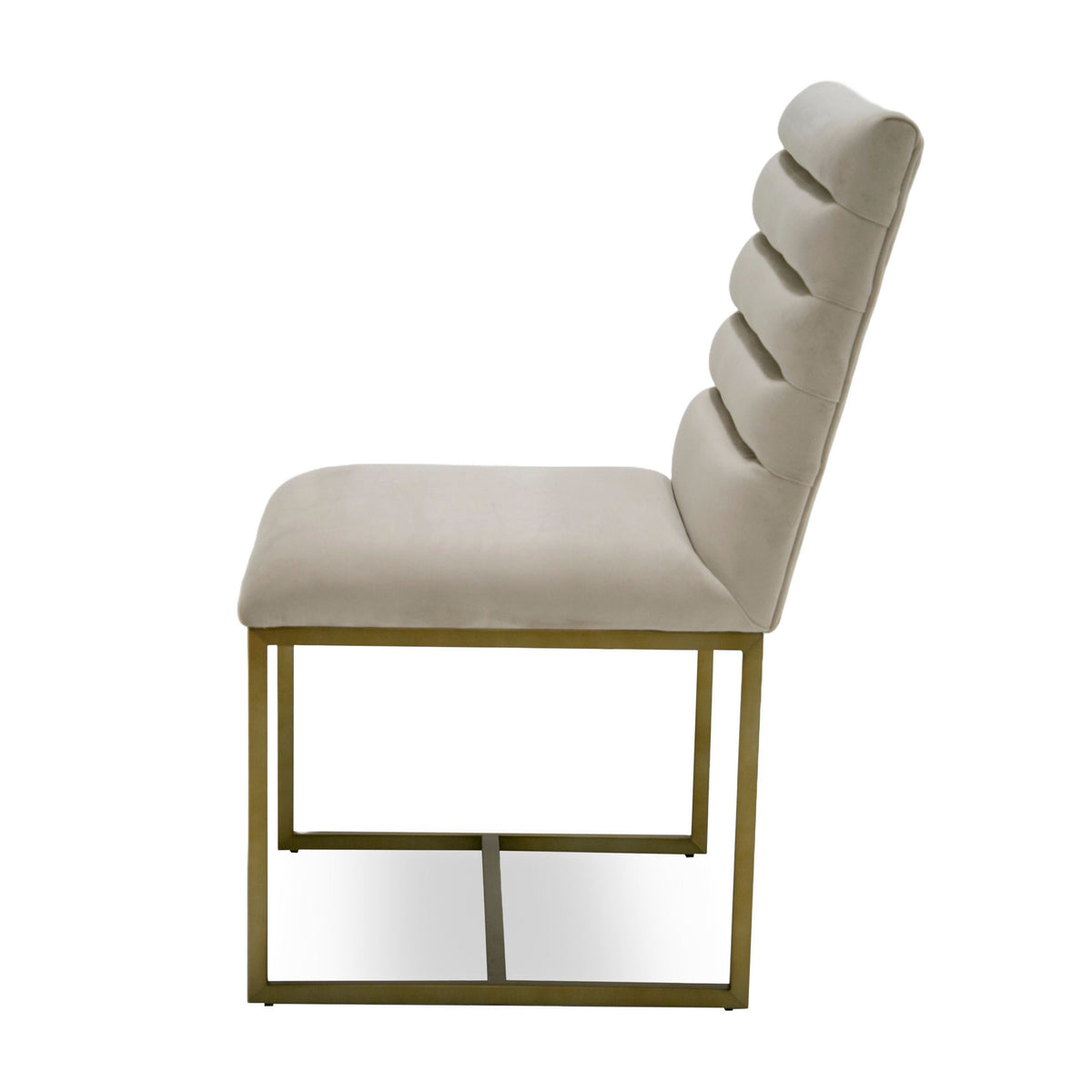 Isolde Modern Beige Velvet & Brushed Gold Dining Chairs (Set of 2)