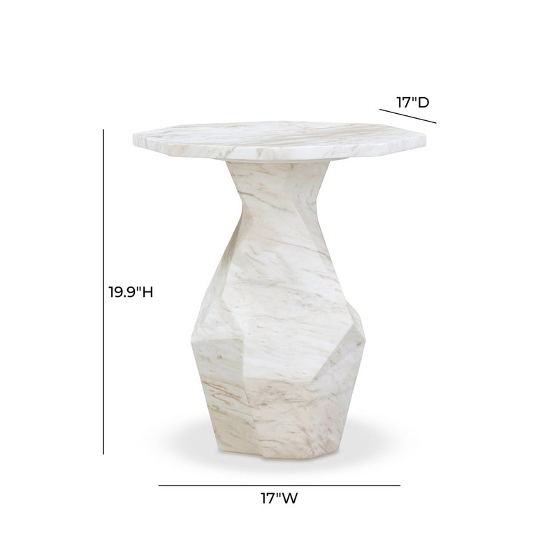 Esme Faux Marble Indoor / Outdoor Round Accent Table