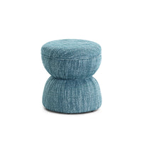 Teresa Teal Performance Chenille Game Table and Two Ottomans Set