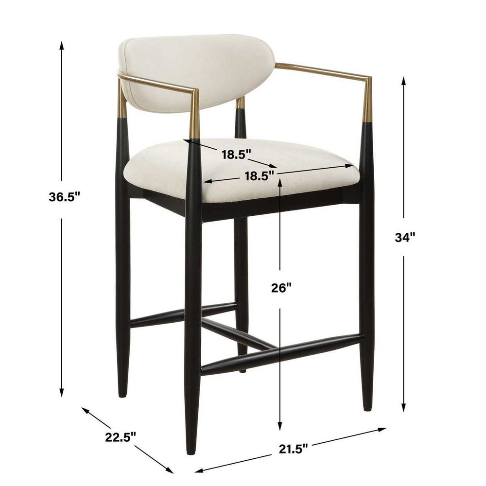 Harper Off White Velvet Counter Stool