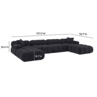 Vogue Black Vegan Shearling 6-piece Modular U-Sectional