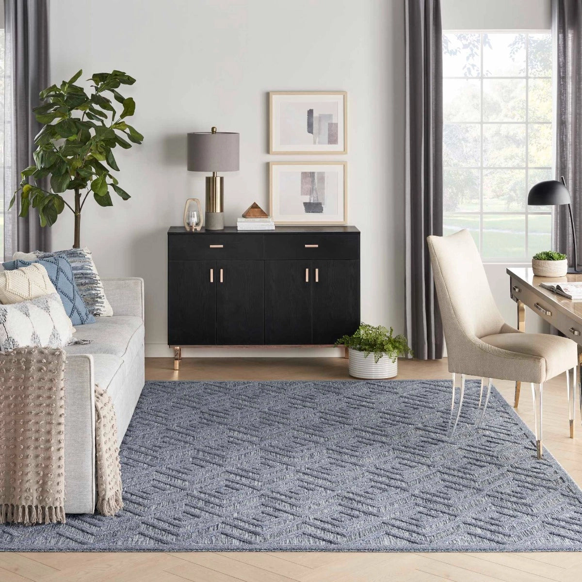 Aericka Indoor/Outdoor Blue Denim Area Rug - Elegance Collection