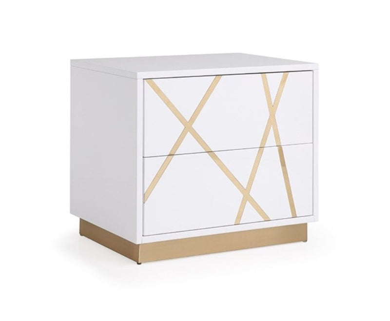 Ivo Modern White Faux Leather & Gold Bedroom Set