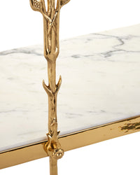 Fiore 72" White Marble & Polished Brass Console Table
