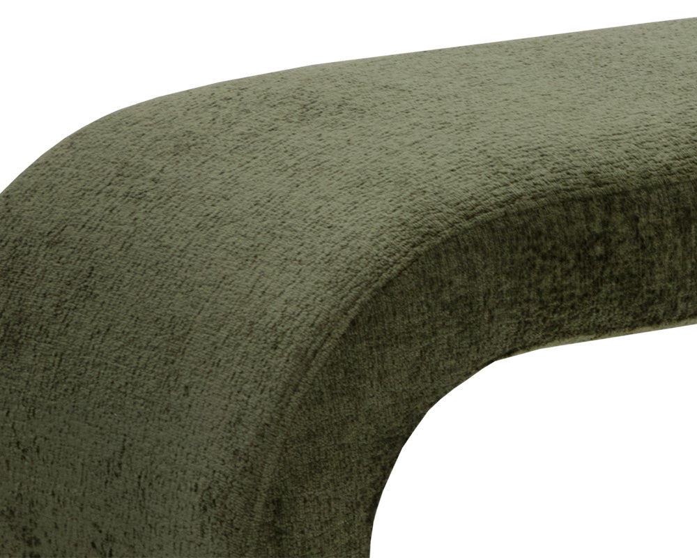 Nahara Rich Olive Plush Upholstered Arch Bench