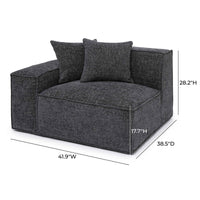 Mindy Charcoal Chenille Basketweave LAF Corner Chair