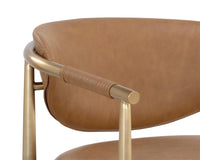 Heloise Cognac Faux Leather & Gold Counter Stool