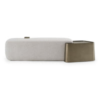Grace 77" Modern Off-White & Antique Brass Bench w/Tray Table