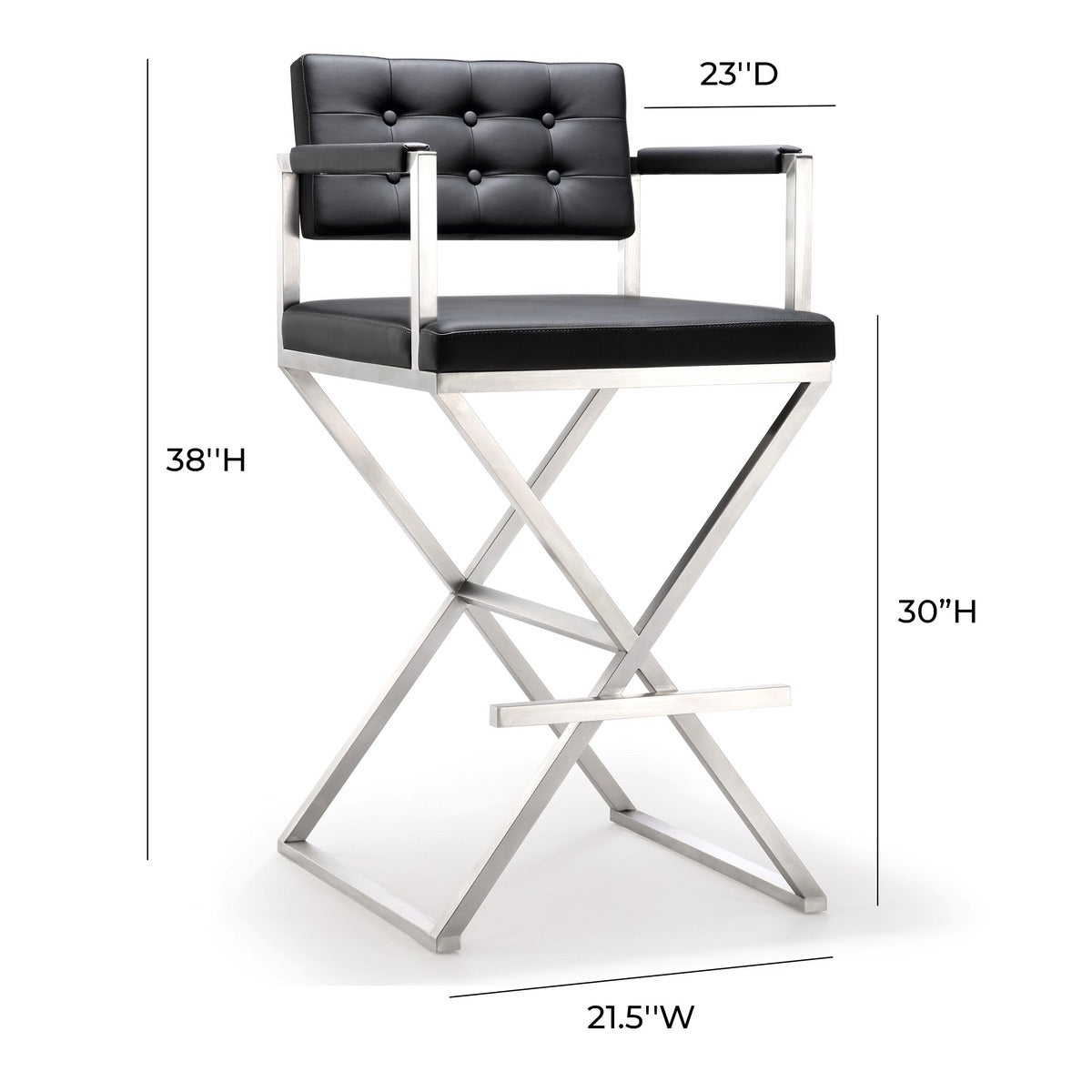 Lila Black Steel Faux Leather Barstool - Luxury Living Collection