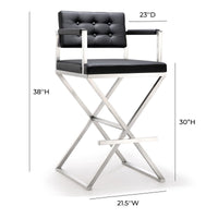 Lila Black Steel Faux Leather Barstool - Luxury Living Collection