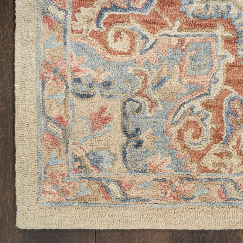Goldie Ivory Rust Wool Persian Style Area Rug