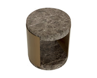 Cavette Dark Emperador Faux Marble & Brass End Table- Indoor/Outdoor