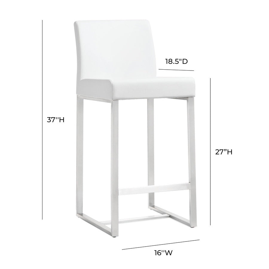 Moriah White Vegan Leather & Steel Counter Stools (Set of 2) - Luxury Living Collection