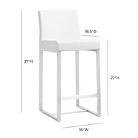 Moriah White Vegan Leather & Steel Counter Stools (Set of 2) - Luxury Living Collection