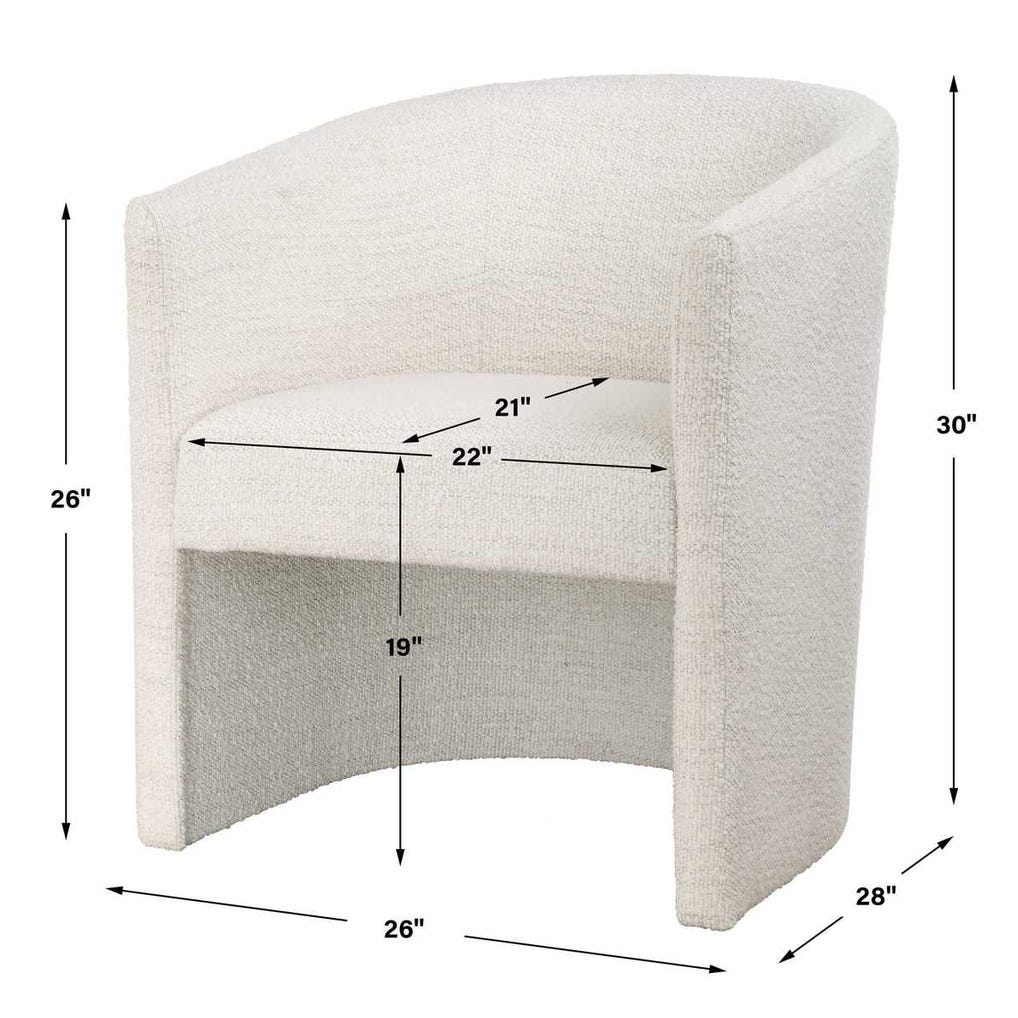 Barrel White Boucle Dining Chair/Accent Chair