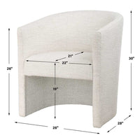 Barrel White Boucle Dining Chair/Accent Chair