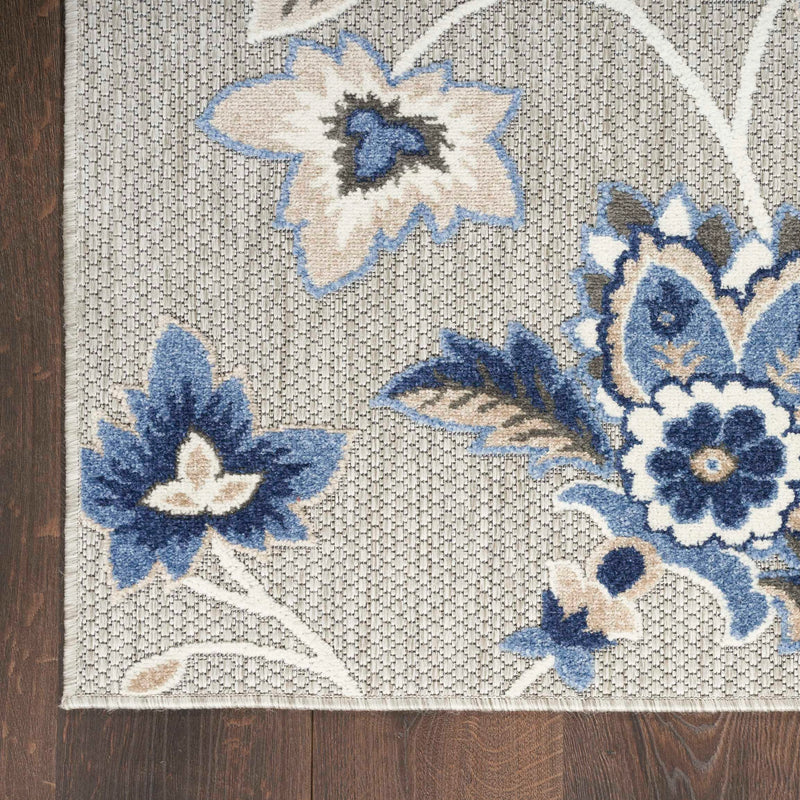 Annitra Indoor/Outdoor Blue & Grey Floral Area Rug - Elegance Collection