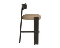 Horton Dark Brown Oak & Sahara Sand Leather Bar Stool