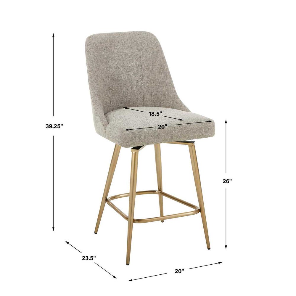 Wellington Taupe & Brushed Gold Counter Stool