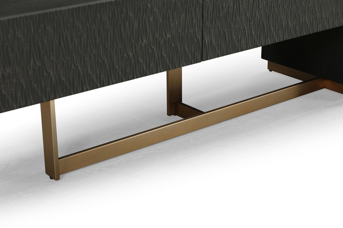 Shale Modern Black Ash + Brushed Gold TV Stand