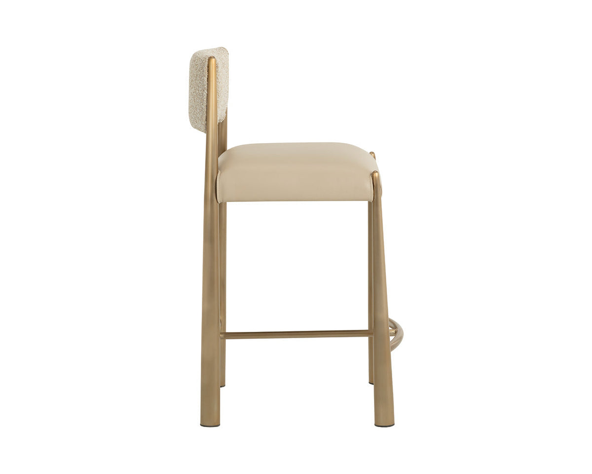 Bayard Oatmeal & Antique Brass Counter Stool