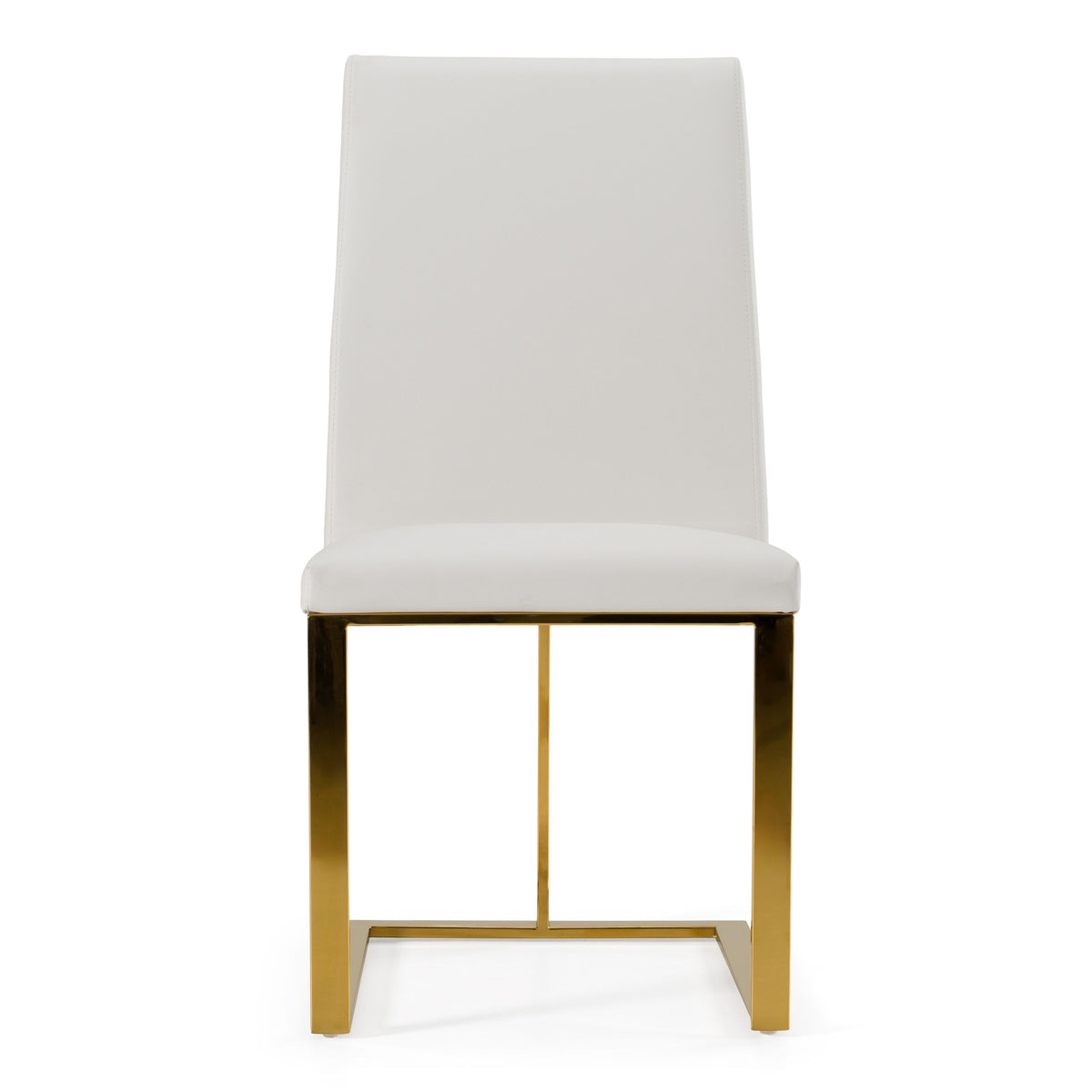 Camille Modern White Faux Leather & Gold Dining Chair