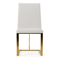 Camille Modern White Faux Leather & Gold Dining Chair