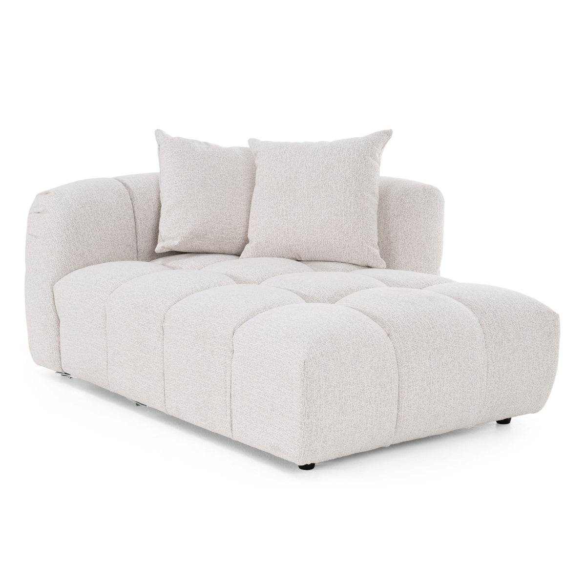 Anelle 128" Modern Beige Upholstered Sectional Sofa w/Console