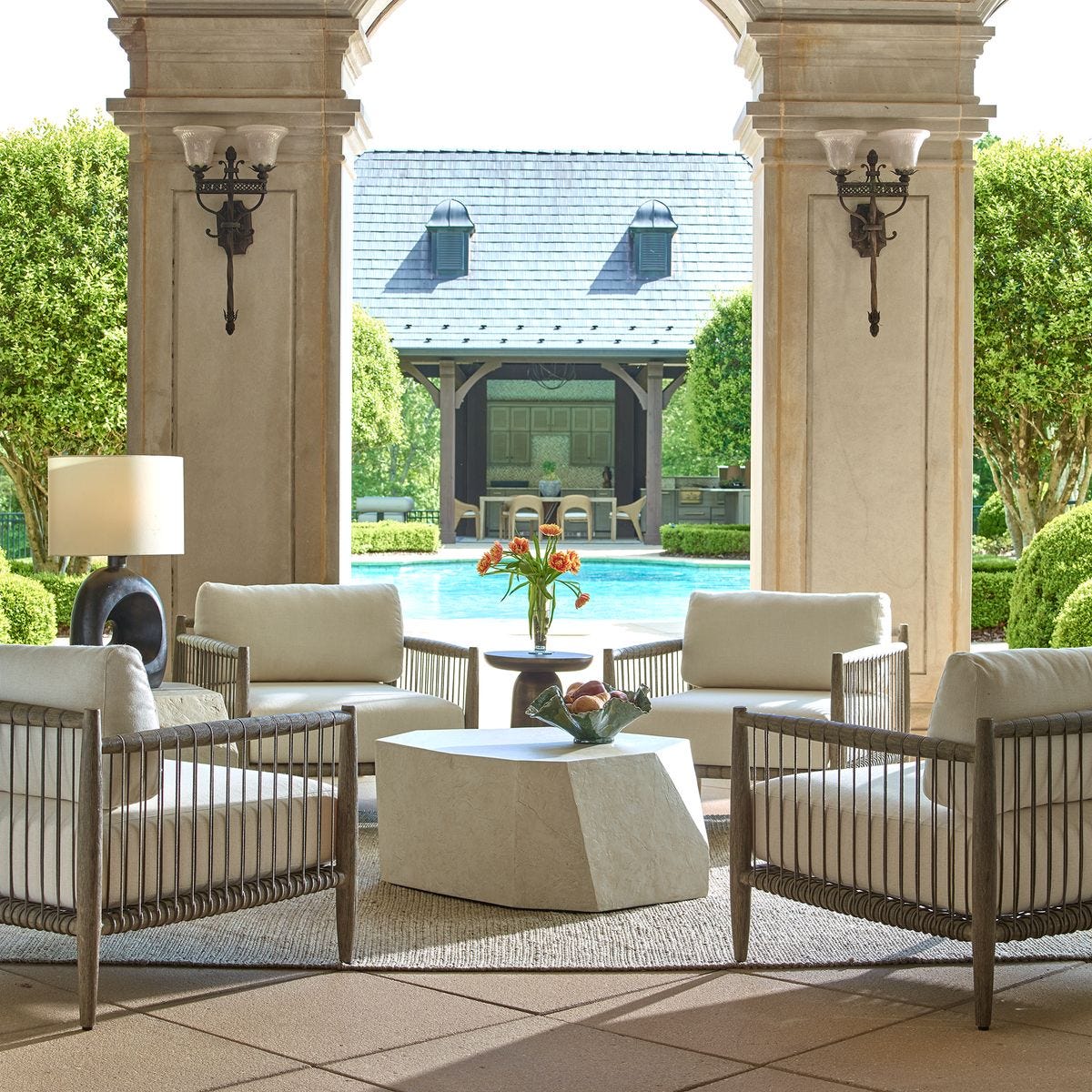 Clara White & Grey Outdoor Lounge Chair