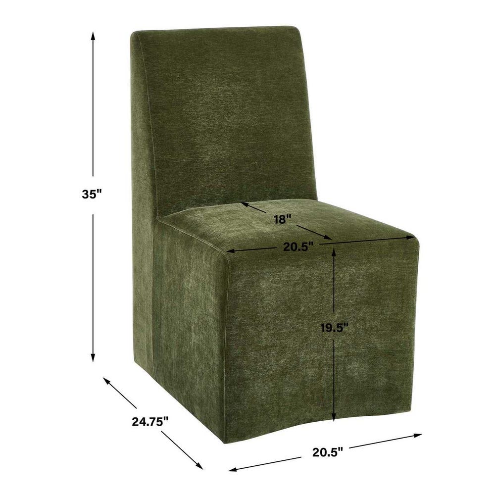 Eleanor Green Velvet With Casters Dining Chair