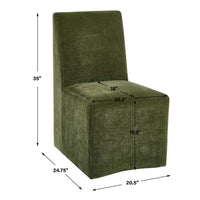 Eleanor Green Velvet With Casters Dining Chair