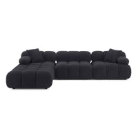 Vogue Black Vegan Shearling 4-piece Modular Sectional