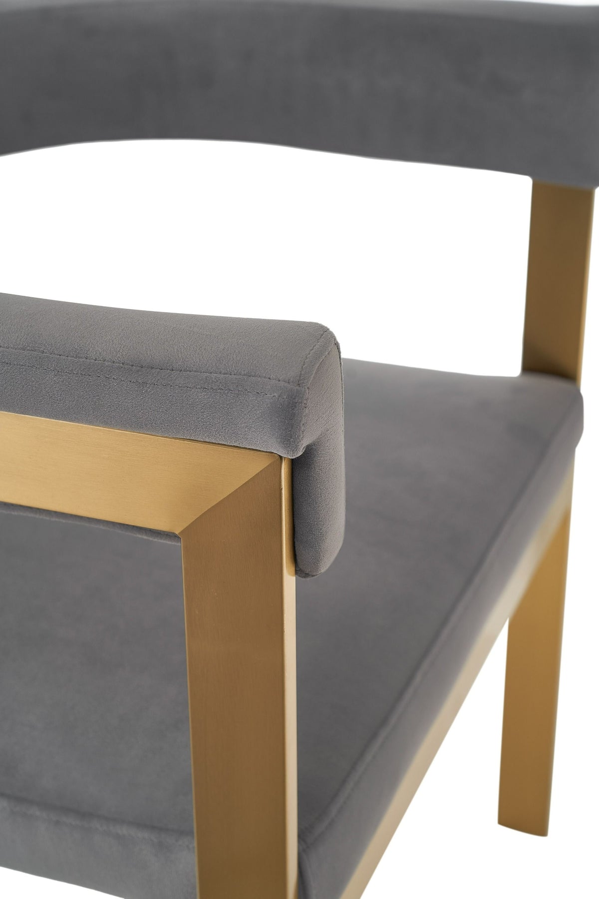 Thisbe Modern Grey Velvet + Champagne Gold Dining Chair