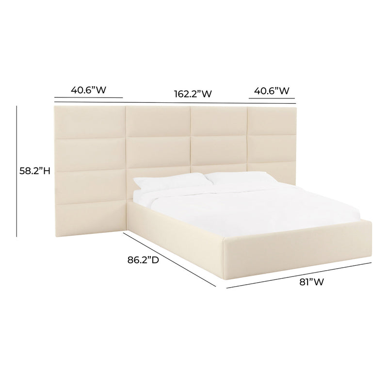Wolfe Cream Velvet Bed With Side Panels