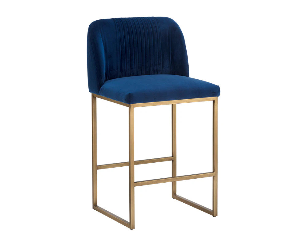 Nevin Sapphire Blue & Gold Counter Stool