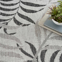 Annaleisa Indoor/Outdoor Grey Leaves Area Rug - Elegance Collection