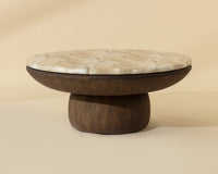 Orula 40" Faux Marble & Brown Oak Concrete Indoor/Outdoor Coffee Table