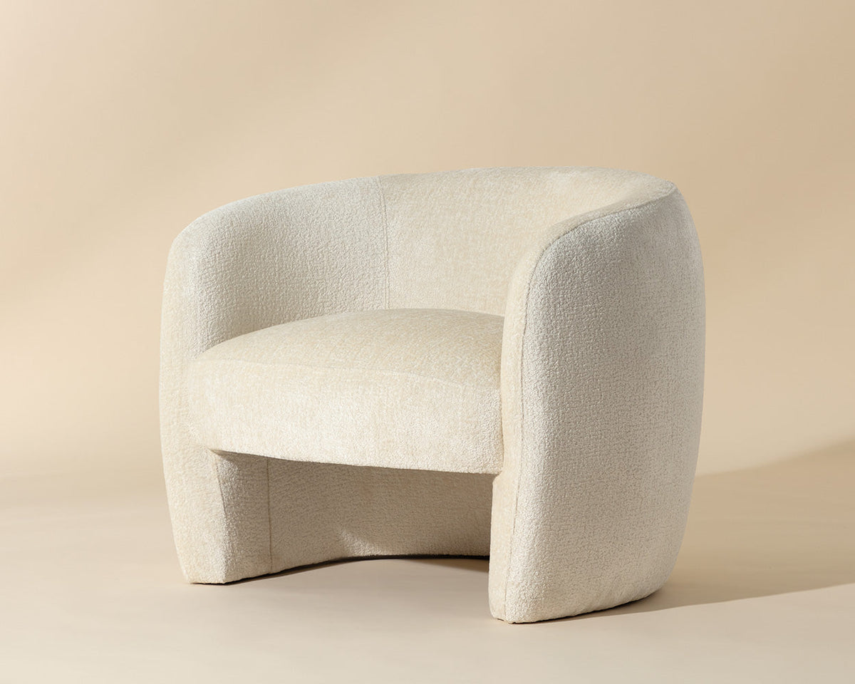 Mircea Ivory Plush Upholstered Curved Accent Chair