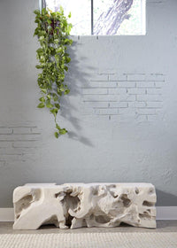Wyn 59" Natural Indoor/Outdoor Off White Roman Bench
