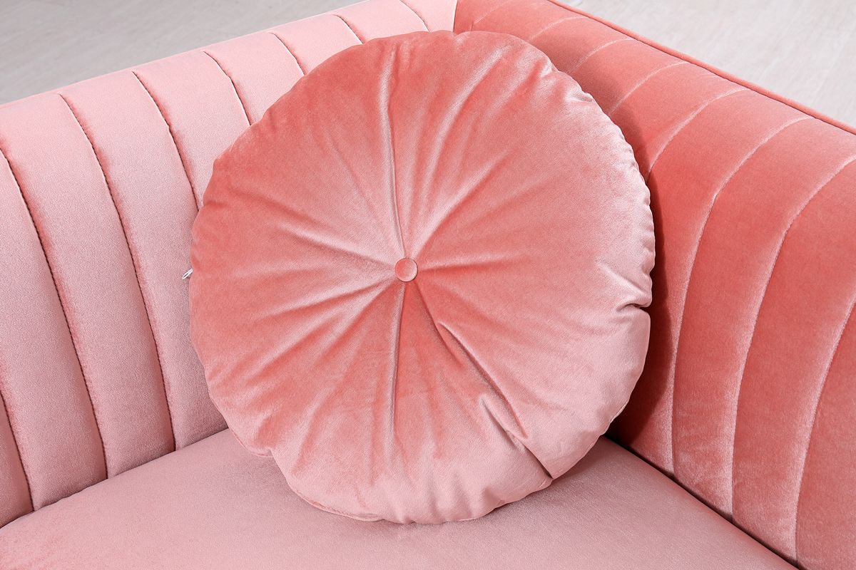 Royals Pink Velvet Left Facing Sectional Sofa