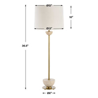 Hallie 37" Travertine & Gold Buffet Lamp