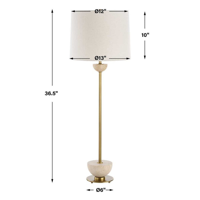 Hallie 37" Travertine & Gold Buffet Lamp