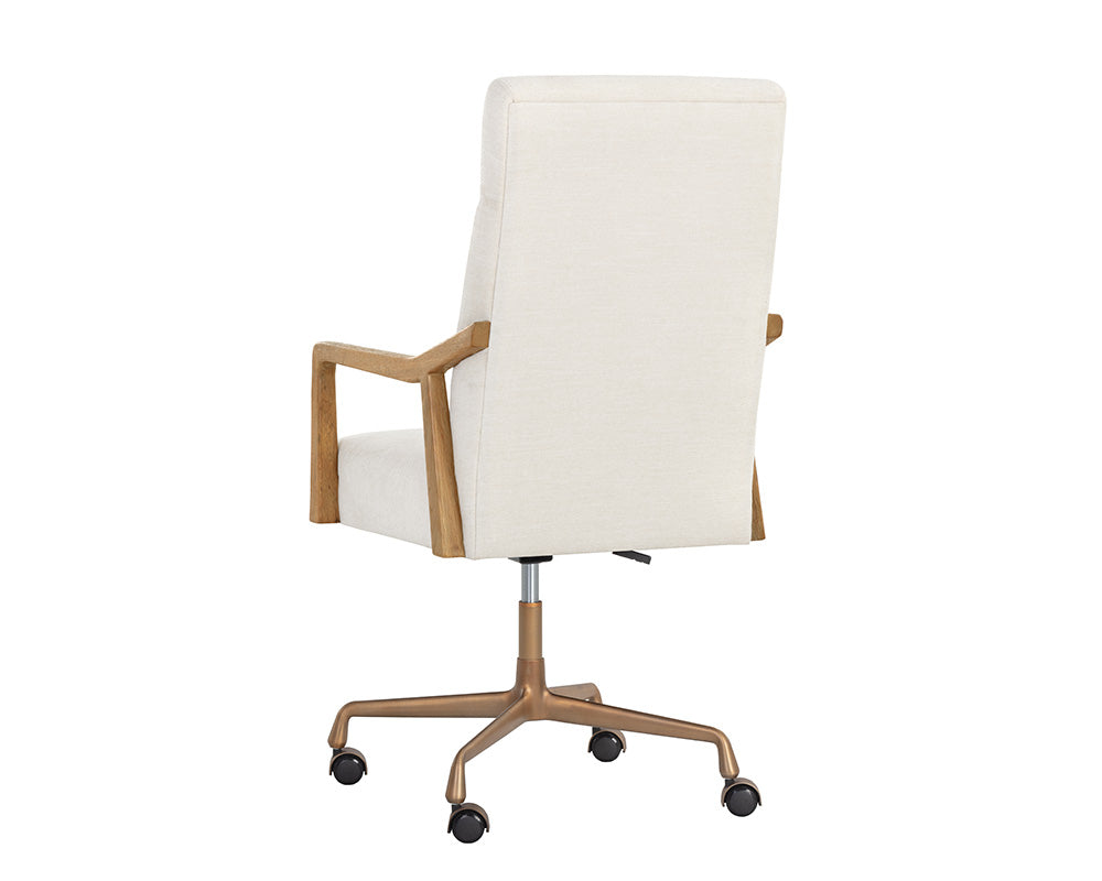 Collin Ivory Tweed & Gold Desk Chair