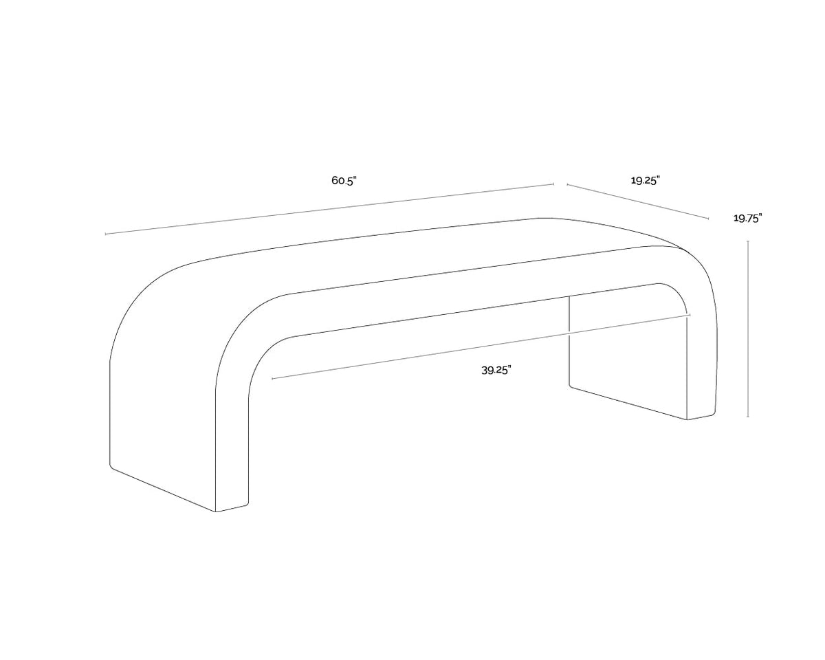 Nahara Taupe Plush Upholstered Arch Bench