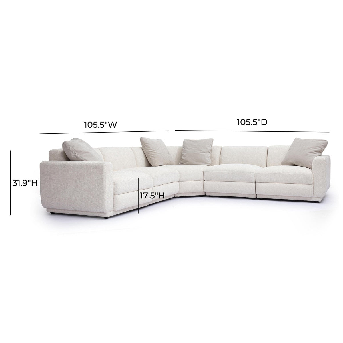 Arabella 105.5" Cream Chenille Modular L-Sectional