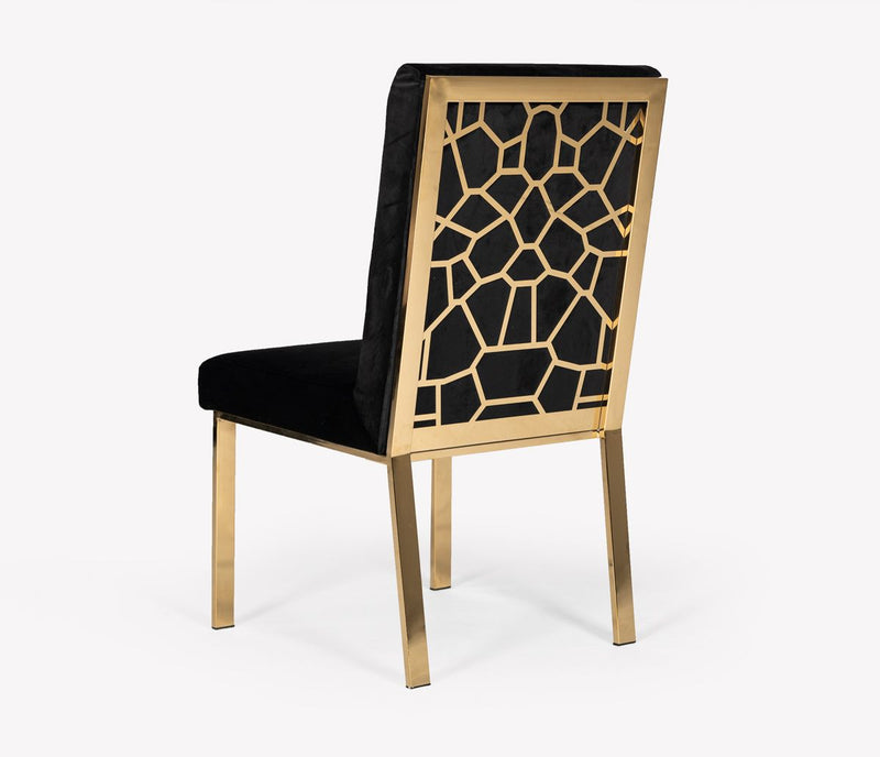 Dhana Modern Black Velvet & Gold Dining Chair