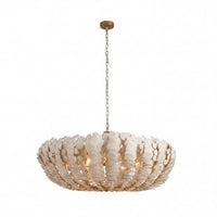 Bilal 52" Ivory Coco Shell & Antique Brass Round Chandelier