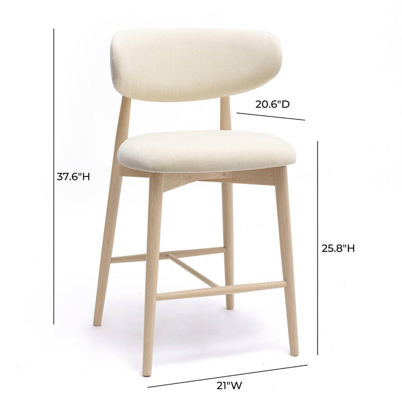 Eloise Cream Performance Textured Velvet Counter Stool