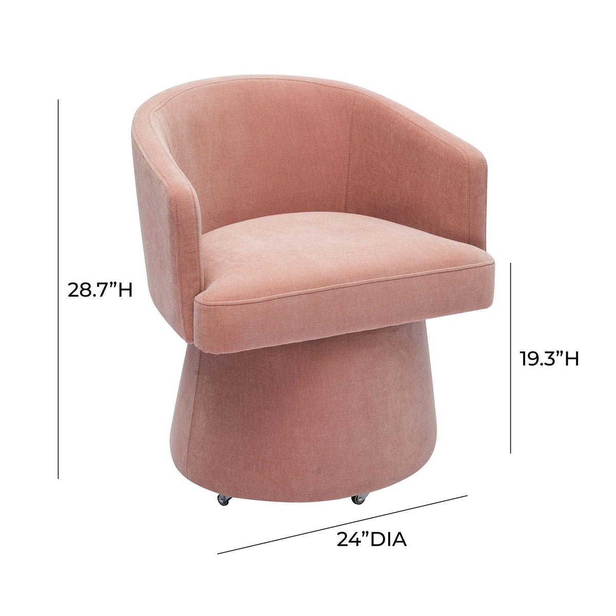 Nest Pink Upcycled Chenille Rolling Desk Chair