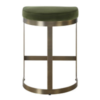 Crystal Moss Green Velvet & Gold Counter Stool